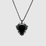 Baroque Black Onyx Pendant + Silver Bold Chain (19.7"L)