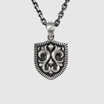Cartouche Shield Pendant No.1 + Silver Bold Chain (19.7"L)