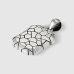 Wide Cracked Pendant No.1 + Silver Bold Chain (19.7”L)