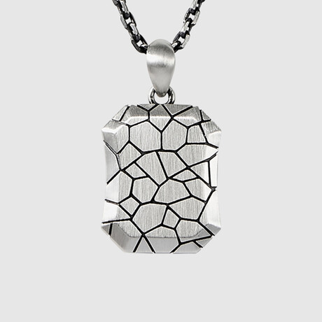 Wide Cracked Pendant No.1 + Silver Bold Chain (19.7”L)