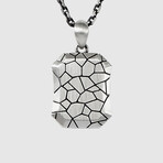 Wide Cracked Pendant No.1 + Silver Bold Chain (19.7”L)