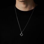 Octagon Black Onyx Pendant + Silver Bold Chain (19.7"L)