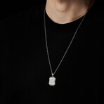 Wide Cracked Pendant No.1 + Silver Bold Chain (19.7”L)