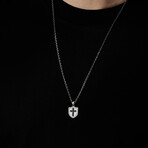 Cartouche Shield Pendant No.1 + Silver Bold Chain (19.7"L)