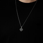 Octagon Black Onyx Pendant + Silver Bold Chain (19.7"L)