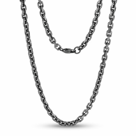 Oval Link Cutting Edges Necklace // 5mm // Gun Metal (18")