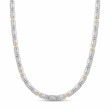 Two Tone Tube Chain Necklace // 20" // Silver + Gold