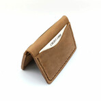 Genuine Calf Leather Folding Card Holder (Navy Blue)