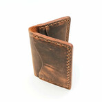 Genuine Calf Leather Folding Card Holder (Navy Blue)