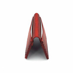 Genuine Calf Leather Folding Card Holder (Navy Blue)