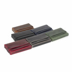 Genuine Calf Leather Box Card Holder // Tuck Closure (Claret Red)