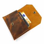 Genuine Calf Leather Fold-Over Unisex Wallet (Brown)