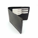 Genuine Calf Leather Horizontal Wallet I (Navy Blue)