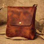 Genuine Calf Leather Mulit-Purpose Bag (Dark Brown)