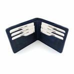 Genuine Calf Leather Horizontal Wallet I (Navy Blue)