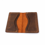 Genuine Calf Leather Folding Card Holder (Navy Blue)