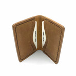 Genuine Calf Leather Folding Card Holder (Navy Blue)