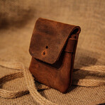 Genuine Calf Leather Belt Card Holder // Brown