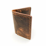 Genuine Calf Leather Folding Card Holder (Navy Blue)