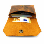 Genuine Calf Leather Fold-Over Unisex Wallet (Brown)