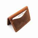 Genuine Calf Leather Folding Card Holder (Navy Blue)