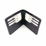 Genuine Calf Leather Horizontal Wallet I (Navy Blue)