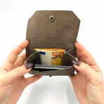Genuine Calf Leather Fold-Over Unisex Wallet (Brown)