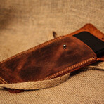Genuine Calf Leather Clip-On Phone Pouch // Brown