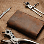 A5 Genuine Calf Leather Refillable + Unlined Notebook // Dark Brown