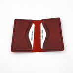 Genuine Calf Leather Folding Card Holder (Navy Blue)