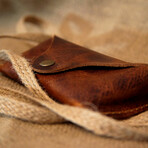 Genuine Calf Leather Glasses Case (Dark Brown)