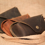 Genuine Calf Leather Glasses Case (Dark Brown)
