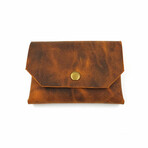 Genuine Calf Leather Fold-Over Unisex Wallet (Brown)