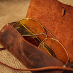Genuine Calf Leather Glasses Case // Brown