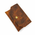 Genuine Calf Leather Fold-Over Unisex Wallet (Brown)