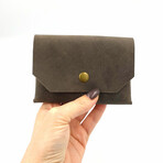 Genuine Calf Leather Fold-Over Unisex Wallet (Brown)