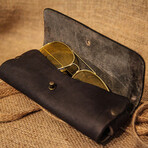 Genuine Calf Leather Glasses Case // Dark Brown