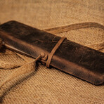 Genuine Calf Leather Pencil Case // Brown