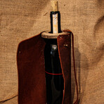 Genuine Calf Leather Wine Holder // Brown