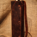 Genuine Calf Leather Wine Holder // Brown