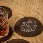 Genuine Calf Leather Whiskey Coaster // Brown