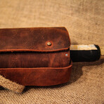 Genuine Calf Leather Wine Holder // Brown