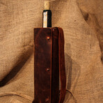 Genuine Calf Leather Wine Holder // Brown