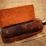 Genuine Calf Leather Wine Holder // Brown