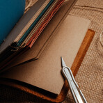 A5 Genuine Calf Leather Unlined Notebook // Brown