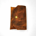 Genuine Calf Leather Fold-Over Unisex Wallet (Brown)