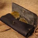 Genuine Calf Leather Glasses Case // Dark Brown