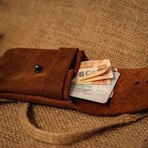 Genuine Calf Leather Belt Card Holder // Brown