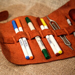 Genuine Calf Leather Pencil Pouch // Brown