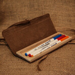 Genuine Calf Leather Pencil Case // Brown